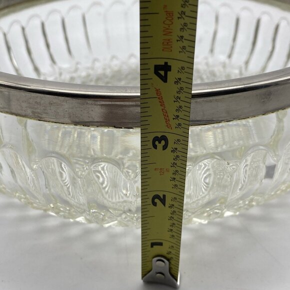 Vtg Cut Crystal Bowl 8 3/4” W Silver Plate Rim England Spike Diamond Design MCM - Picture 10 of 10